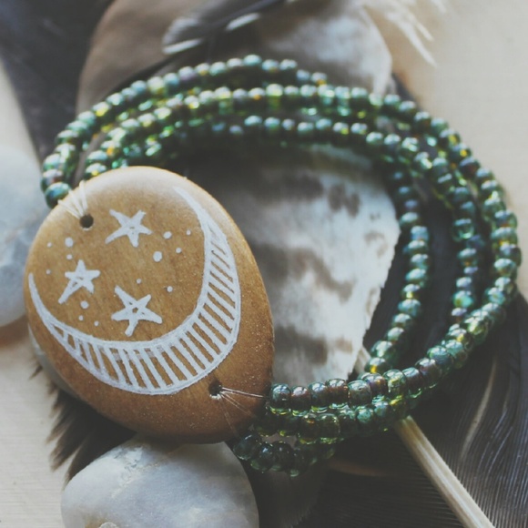 Lunar Love ~ a handmade boho stretch bracelet. - Picture 2 of 4